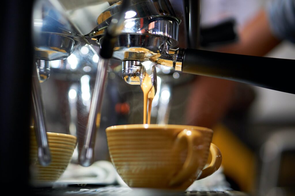 coffee pouring out from machine