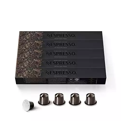 Nespresso Capsules OriginalLine, Roma Intenso, Medium Roast Coffee, 50 Count Coffee Pods, Brews 1.35oz