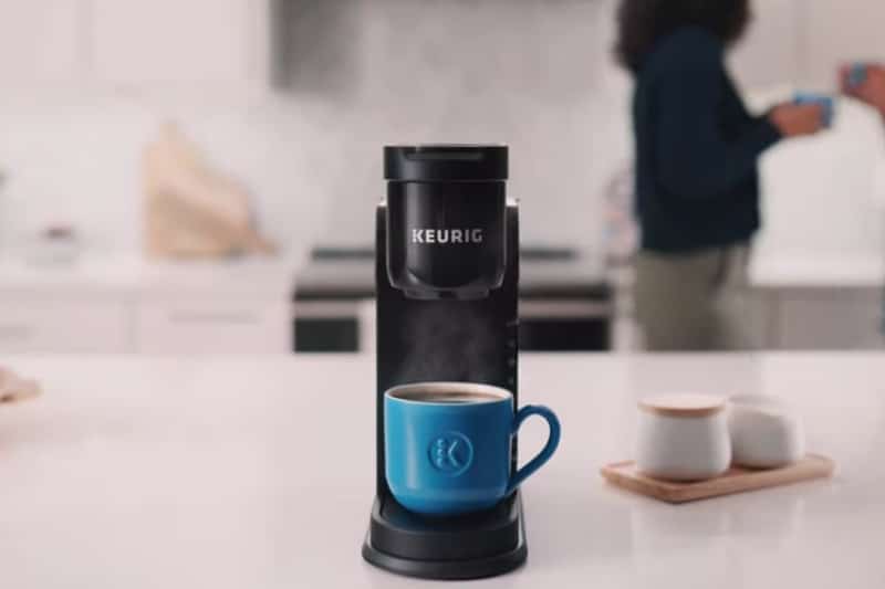                                             A freshly brewed cup of coffee using a Keurig machine